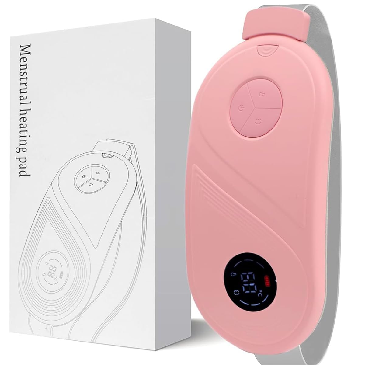 HANNEA Electric Heating Pad for Period Cramps Women, Girls Cordless Heating Pad for Back Pain Relief, Belly Warmer Menstrual Heating Pad with 3 Heat Levels Period Cramps Heating Belt for Women - Pink HANNEA Electric Heating Pad for Period Cramps Women, Girls Cordless Heating Pad for Back Pain Relief, Belly Warmer Menstrual Heating Pad with 3 Heat Levels Period Cramps Heating Belt for Women - Pink